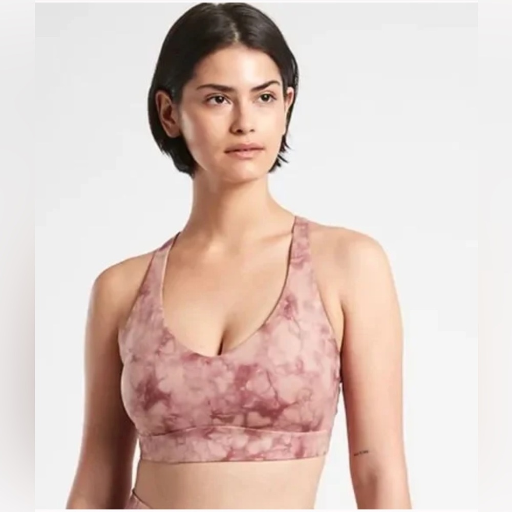 NWT Athleta Solace Printed Sports Bra Yoga Riptide Palermo Size Medium - Picture 2 of 13